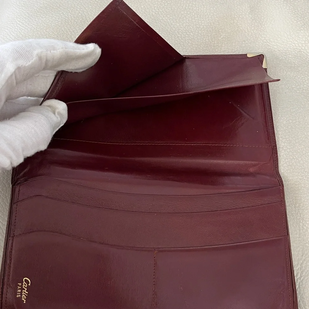 Cartier Burgundy Leather Bifold Wallet/Organizer